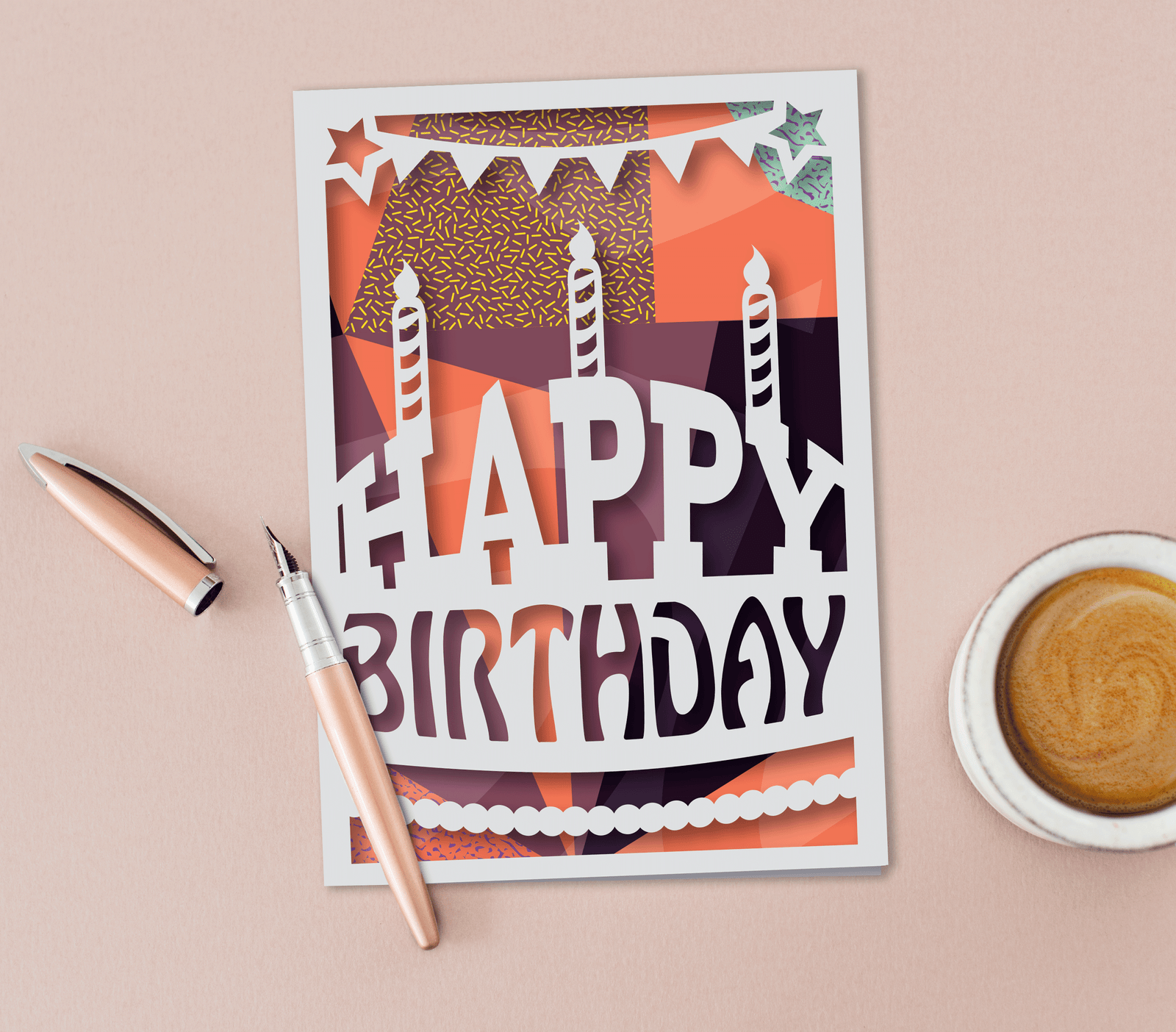 Custom Cut Happy Birthday Card