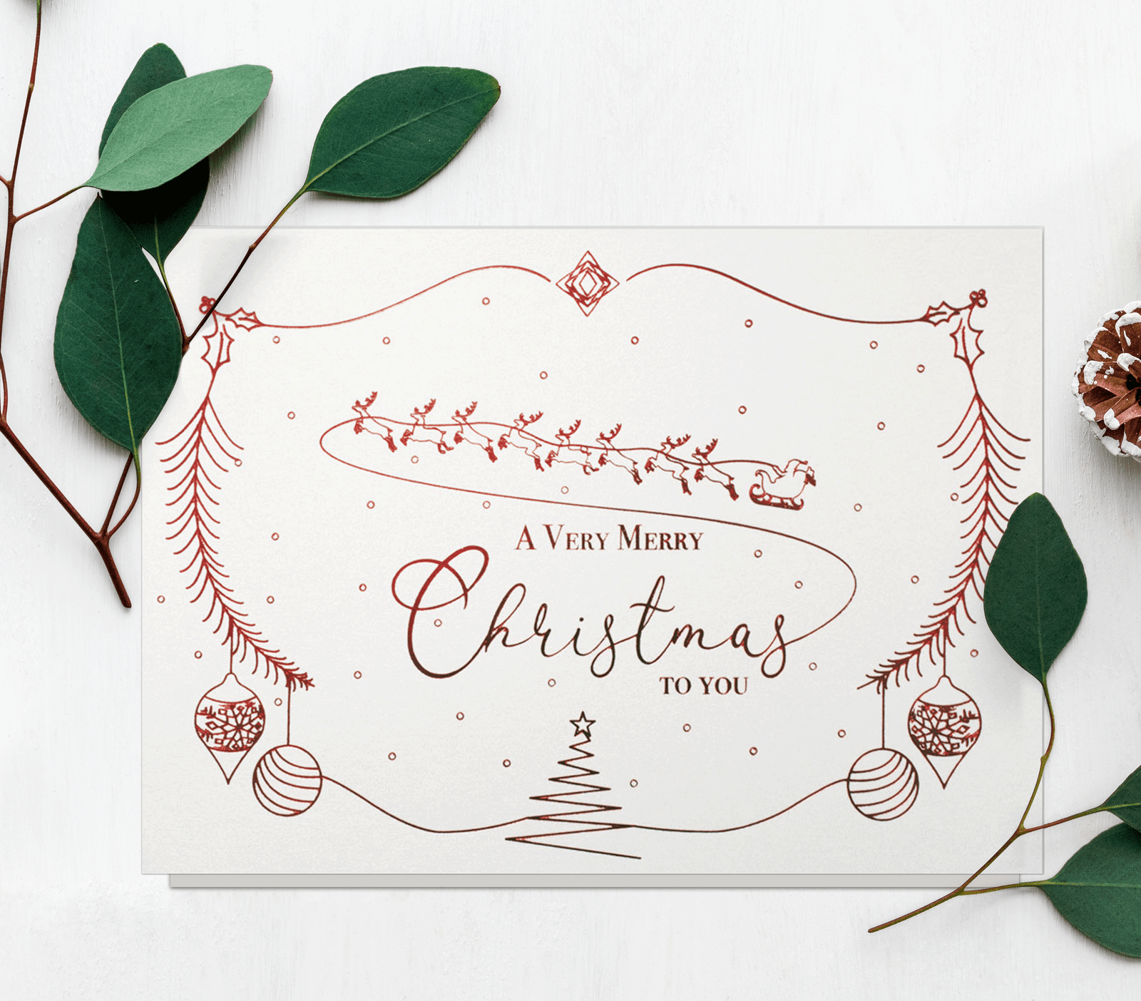 Sleigh Ride Foil Stamped Greeting Card